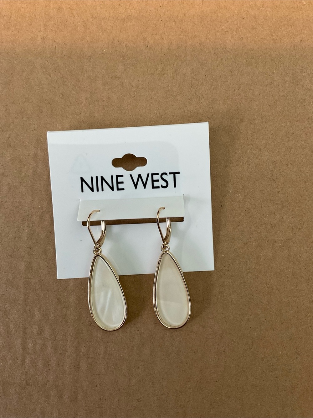 Nine West Gold-Tone Earrings with Cream Teardrops